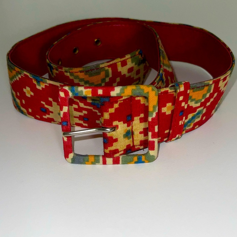 Astor Aztec Inspired Print Belt Vintage Red